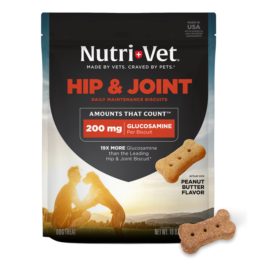 Nutri-Vet Hip and Joint Biscuits for Dogs with Glucosamine - 166 mg - 16 oz