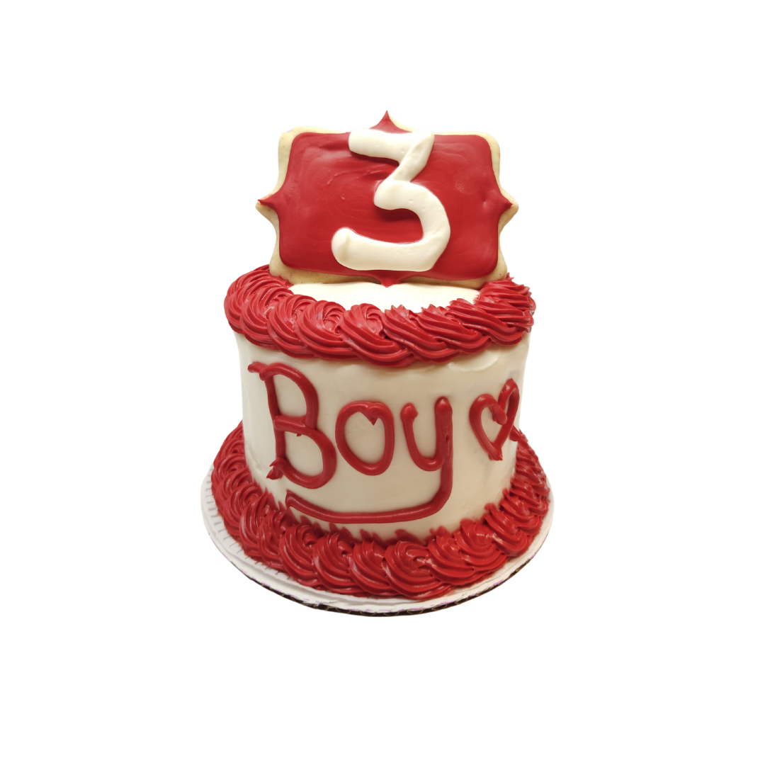 Dog Birthday Cake - Pink Bone With Number