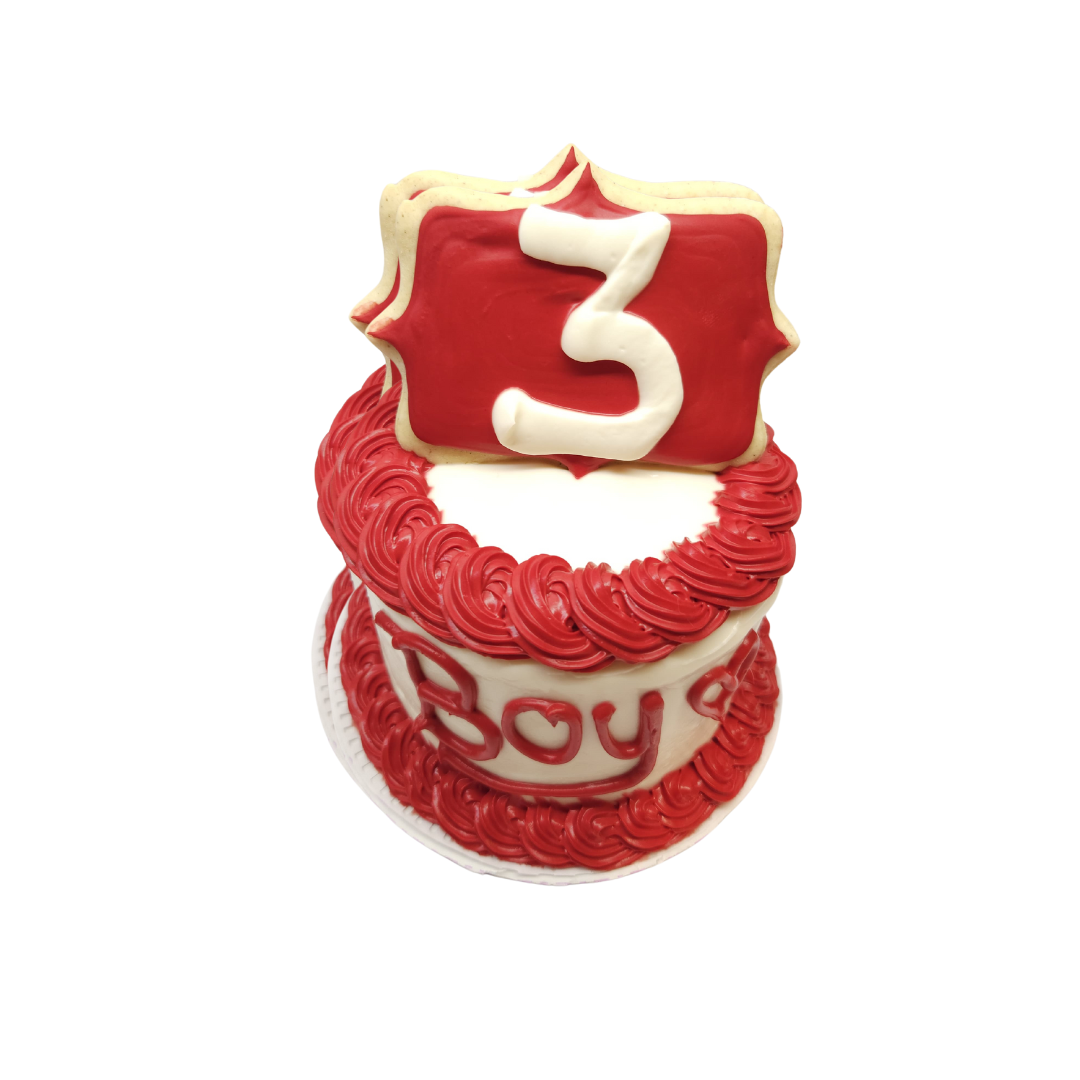 Dog Birthday Cake - Pink Bone With Number