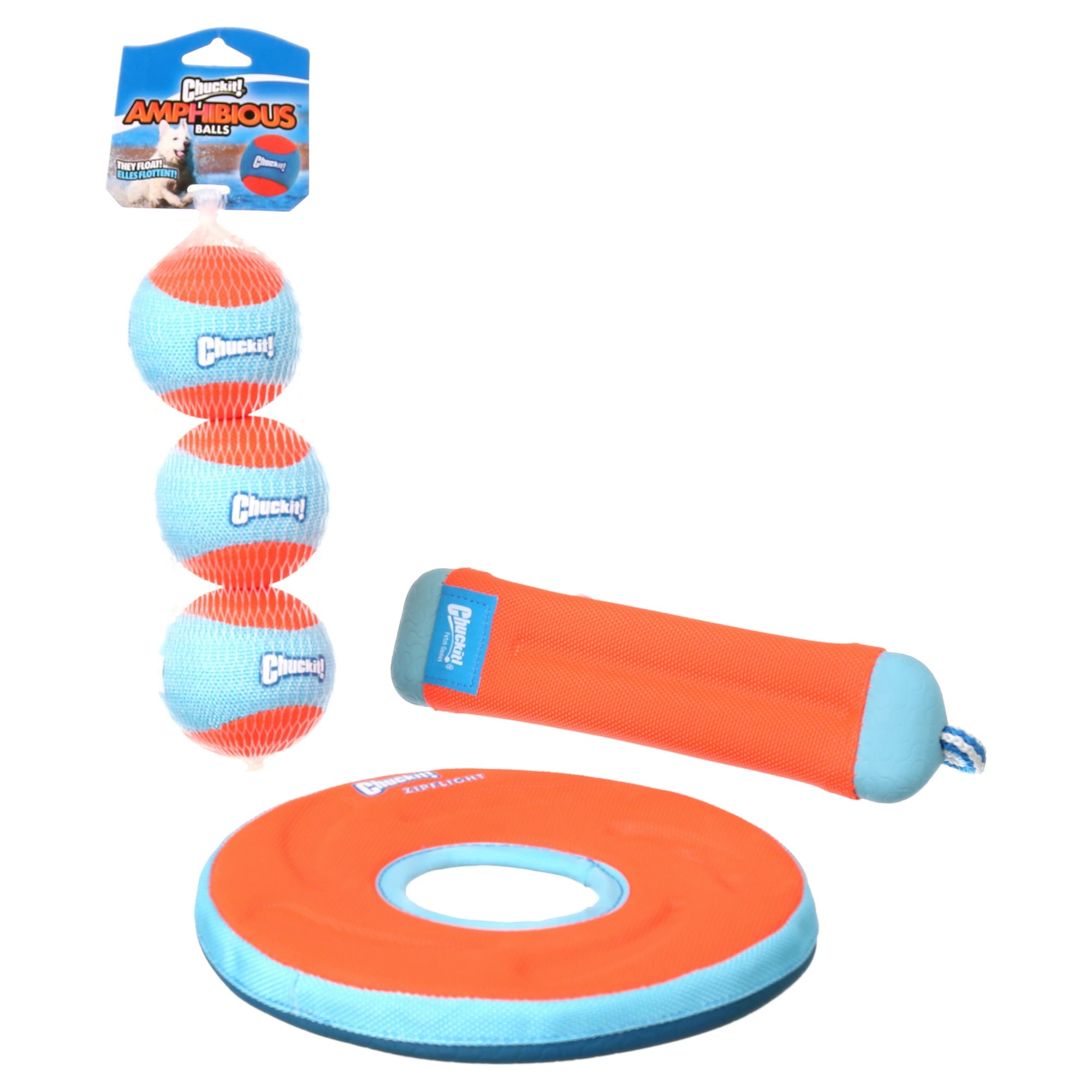 Chuckit! Amphibious Fetch Value Pack Bundle, Fabric EVA Balls, Zipflight & Bumper Dog Toys, Medium, Pack of 5