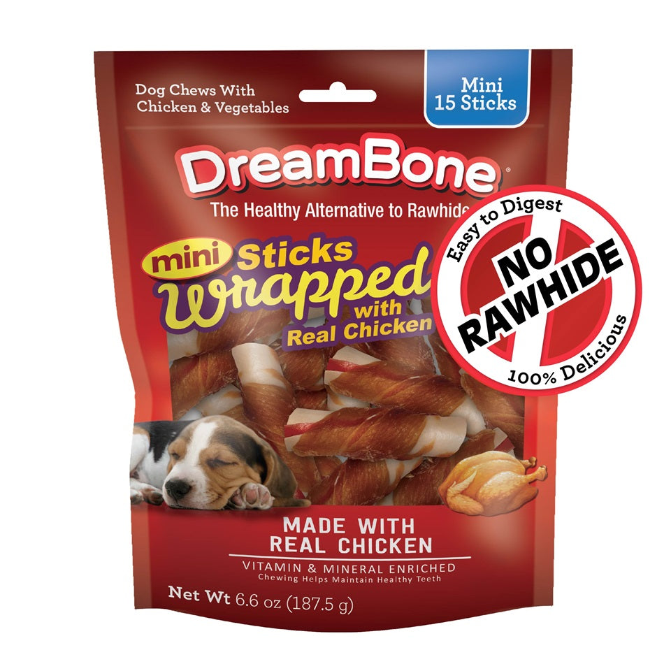 DreamBone Chicken Wrapped Chews 15 Sticks Mini