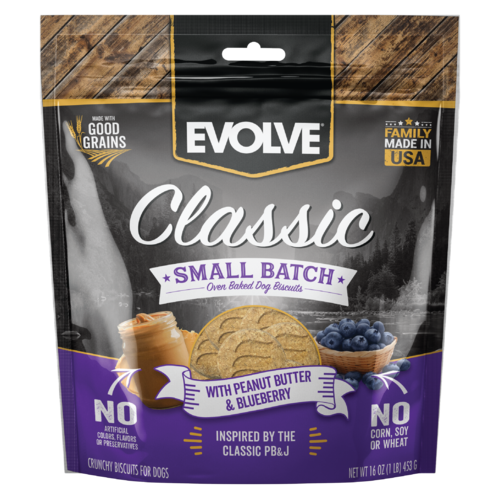 Evolve Classic Small Batch Oven Baked Biscuits with Peanut Butter & Blueberry Treats