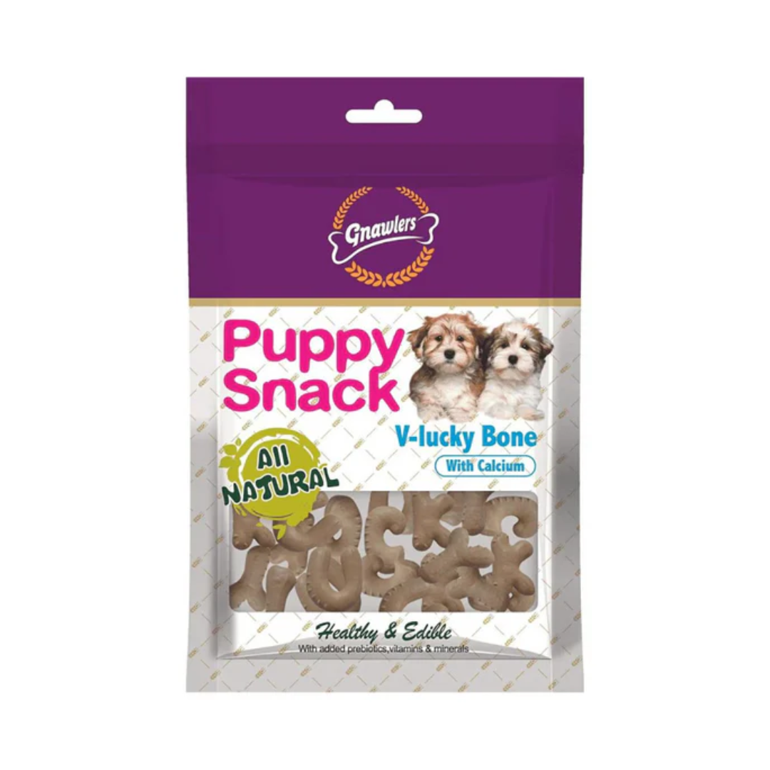 Gnawlers Puppy Snack V-Lucky Calcium Bone Dog Treats