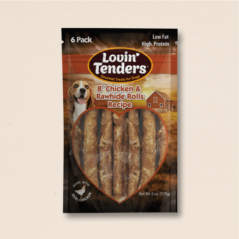 Lovin' Tenders 8" Chicken & Rawhide Rolls 6-Pk