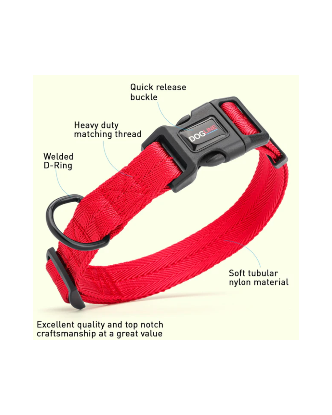 Dogline Nylon Flat Dog Collar