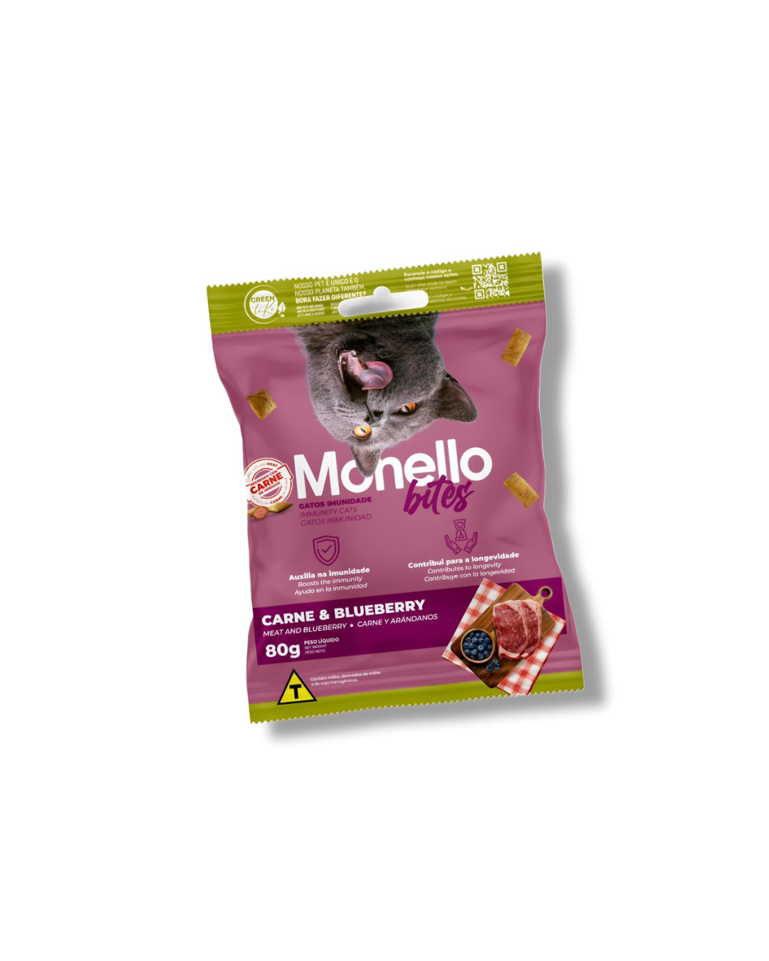 Monello Bite Immunity – Meat & Blueberry Cat Treats