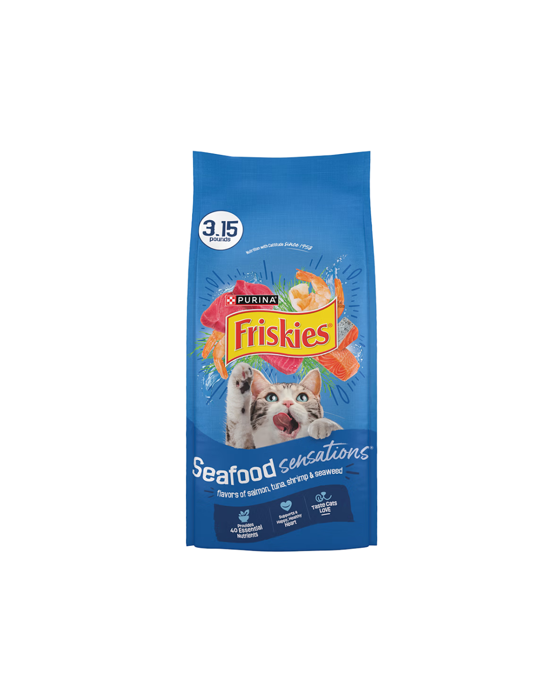 Friskies Seafood Sensations Dry Cat Food With Flavors of Salmon, Tuna & Shrimp
