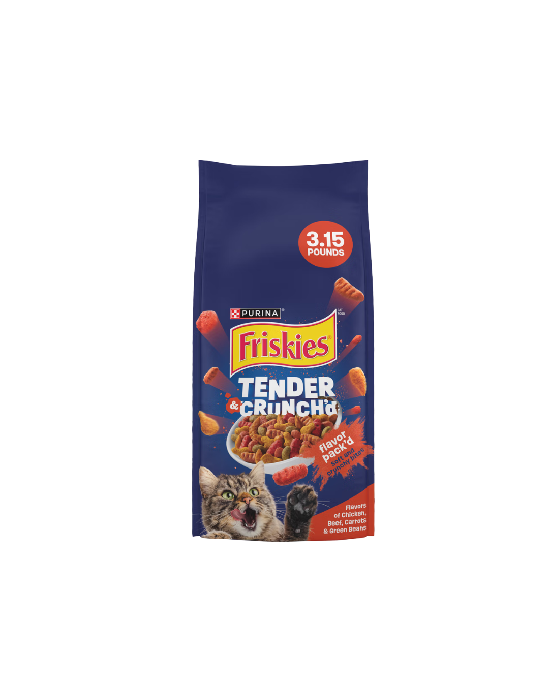 Purina Friskies Tender & Crunch’d Dry Cat Food With Flavors of Chicken, Beef, Carrots & Green Beans