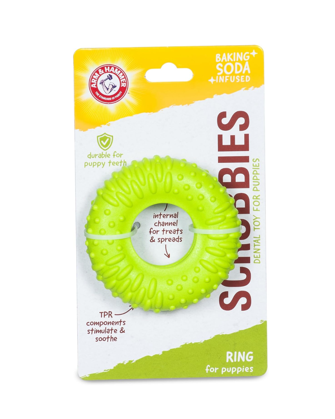 Arm & Hammer for Pets Scrubbies Puppy Chew Ring Dental Toy Infused with Baking Soda