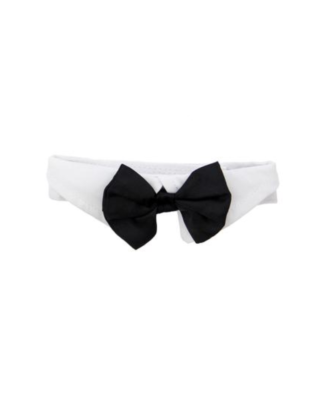 Doggie Design White Collar with Black Satin Bow Tie