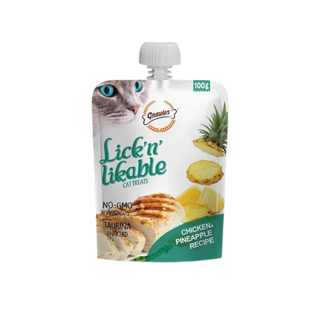 Gnawlers Lick 'n' Lickable Cat Treats - Chicken & Pineapple