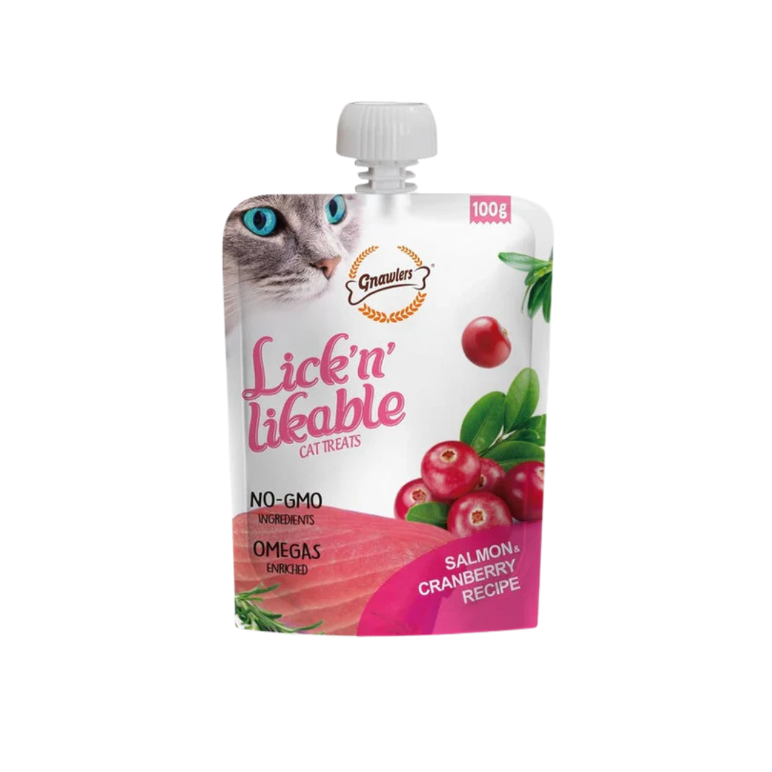 Gnawlers Lick n" Likable Cat Treats - Salmon & Cranberry