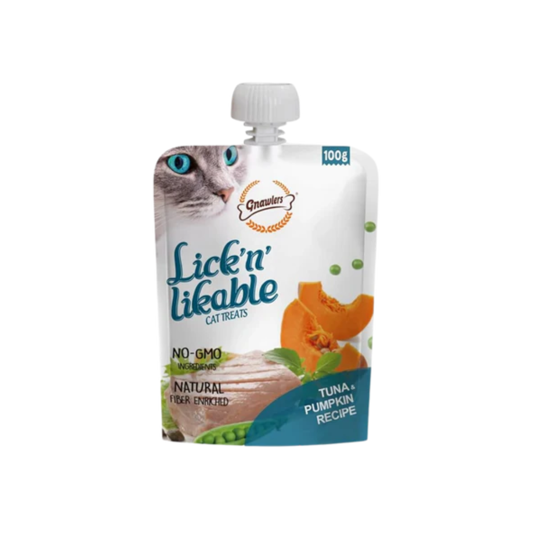 Gnawlers Lick 'n' Likable Cat Treats - Tuna & Pumpkin