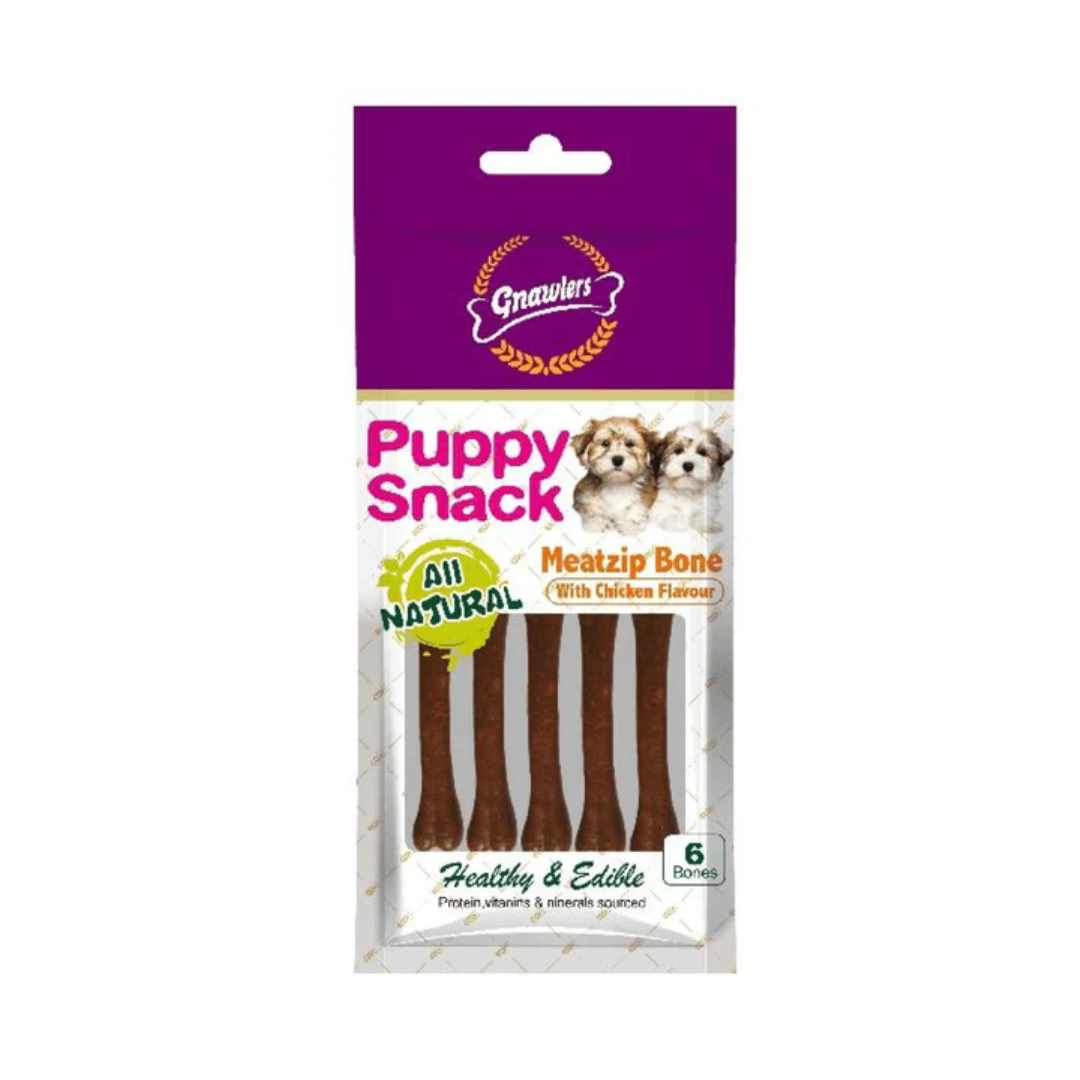 Gnawlers Puppy Snack Meatzip Bone Chicken Flavoured Dog Treats