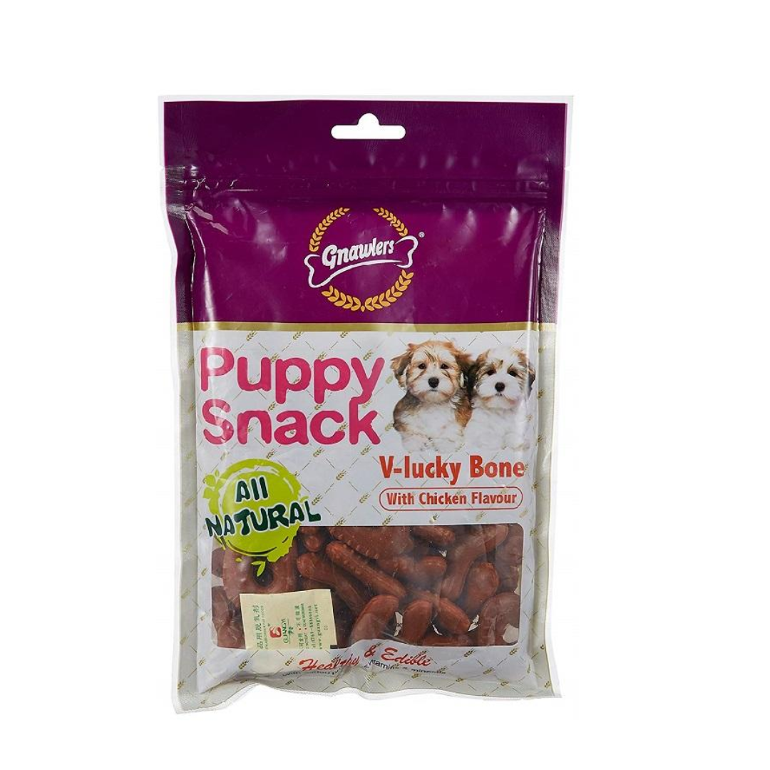 Gnawlers Puppy Snack V-Lucky Bone with Chicken Flavour Dog Treat