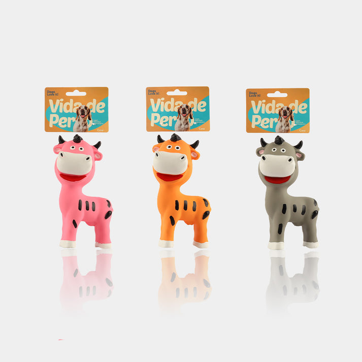 Vida De Perro One-Piece Cow Latex Dog Toy with Regular Squeaker