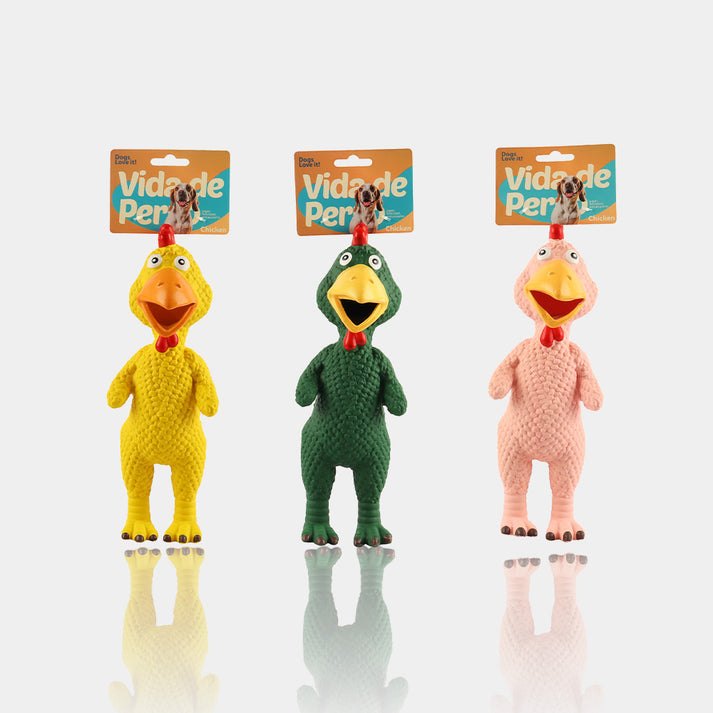 Vida De Perro Latex Dog Toy, Chicken, One-Piece, With Squeaker