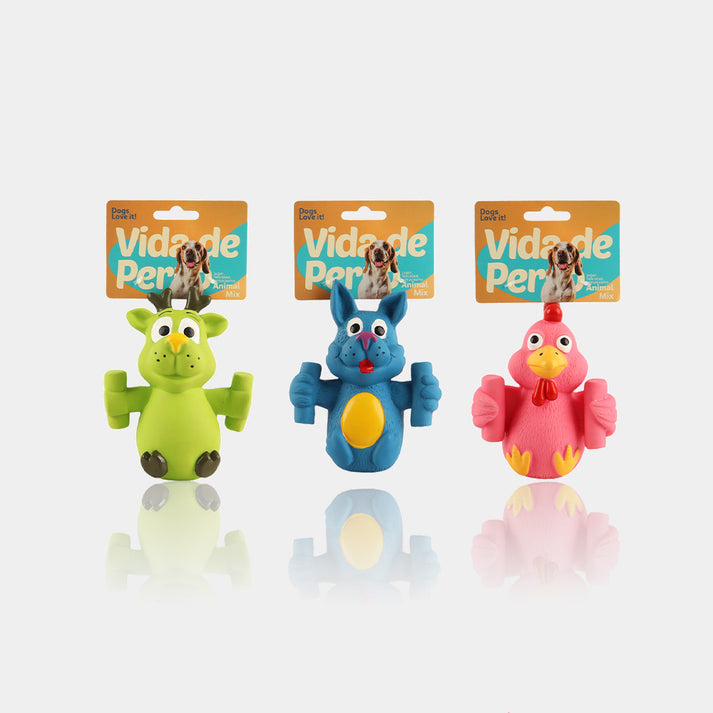 Vida De Perro Latex Animal Blend Toy 3, Single Piece, With Regular Squeaker