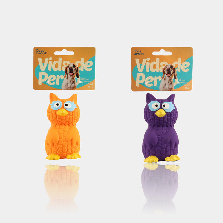Vida De Perro Latex Owl Mix Toy 2, Single Piece, With Regular Squeaker