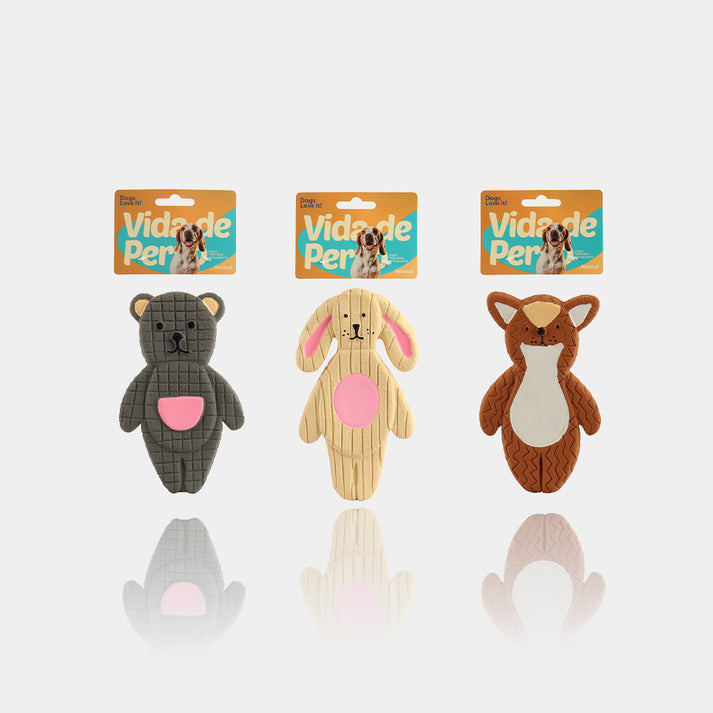 Vida De Perro Latex Dog Toy - Flat, One-Piece Animal with Regular Squeaker