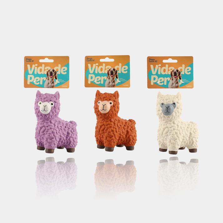 Vida De Perro Latex Dog Toy - Llama, One-Piece, with Regular Squeaker