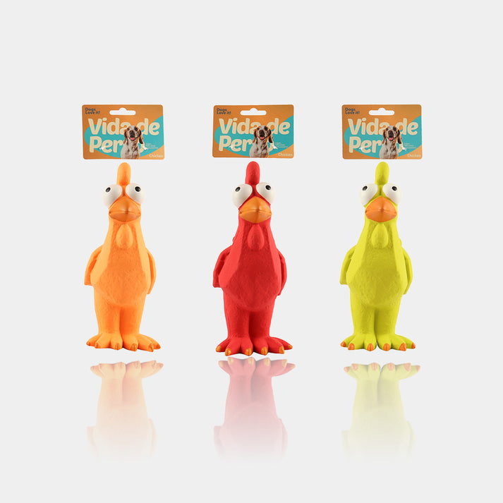Vida De Perro Latex Dog Toy - Chicken, One-Piece, with Regular Squeaker