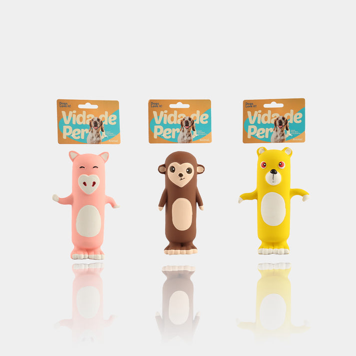 Vida De Perro Latex Dog Toy, Long Body Animal, One Piece, with Regular Squeaker