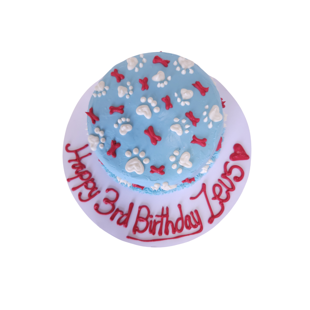 Dog Birthday Cake - Red bones White Paws