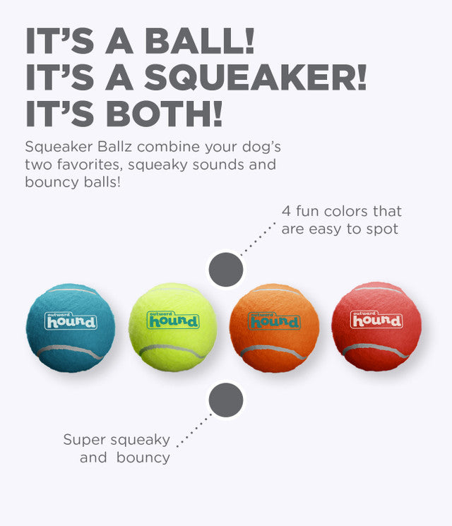 Squeaker Ballz Squeaky Tennis Balls, Small