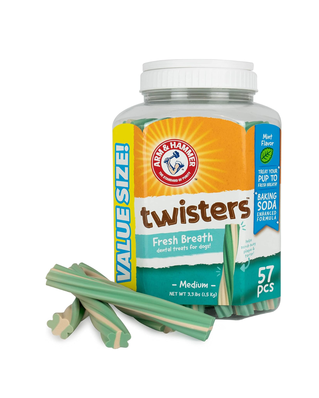Arm & Hammer for Pets Twisters Fresh Breath Dental Treats for Dogs