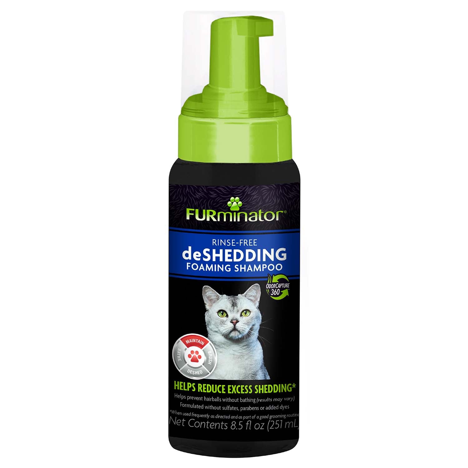 FURminator Rinse Free deShedding Foaming Shampoo for Cats