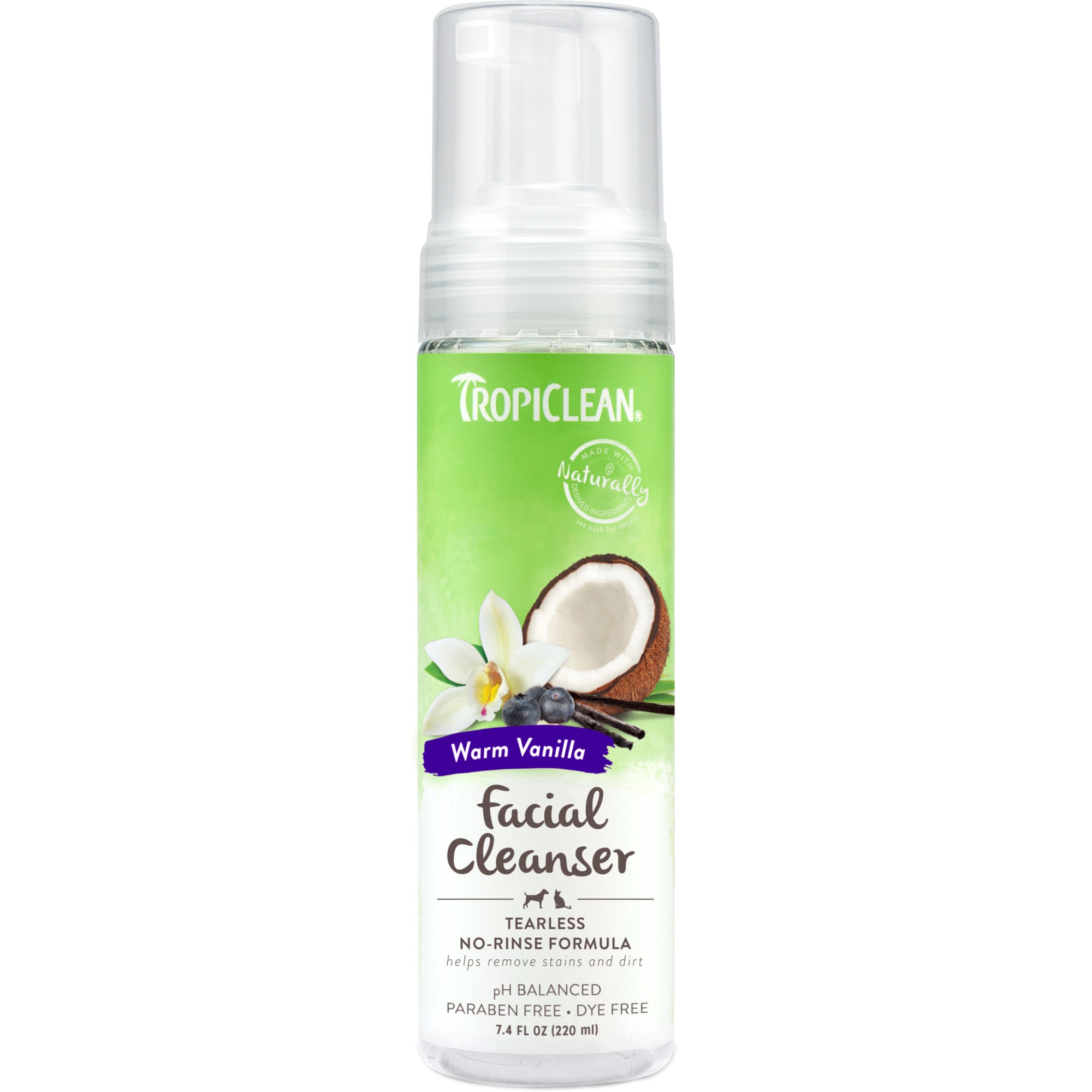 Tropiclean Warm Vanilla Waterless Facial Cleanser for Pets