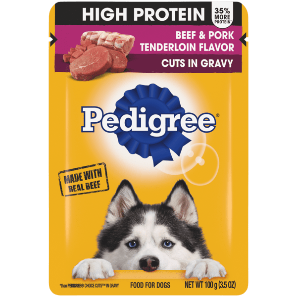 PEDIGREE® High Protein Wet Dog Food Pouches Beef and Pork Tenderloin