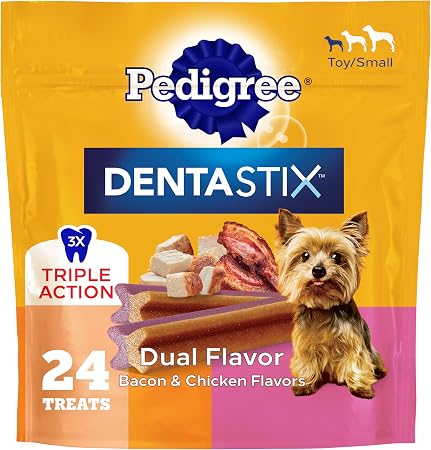 Pedigree Dentastix Dual Flavor Bacon & Chicken Small & Toy Dental Dog Treats