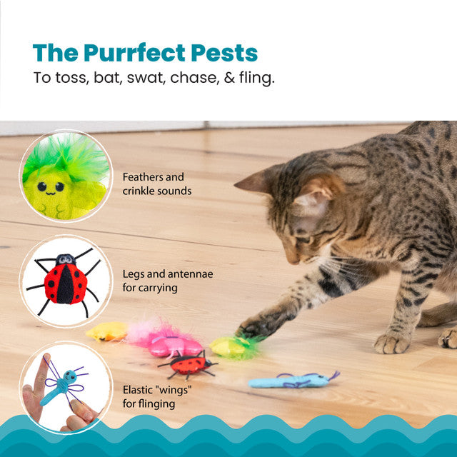 Cute As A Bug Plush Cat Toys, 6pk