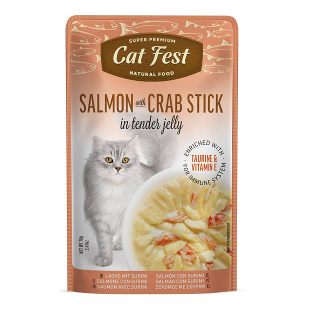 Cat Fest Salmon & Crab Stick Tender Jelly 70g - Premium Wet Cat Food