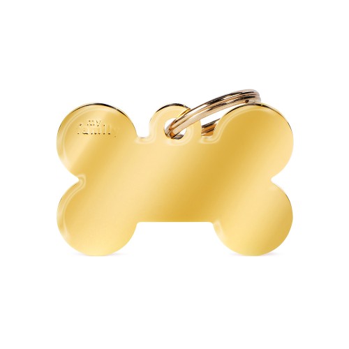 MF Basic Big Bone ID Tag in Gold-Plated Brass