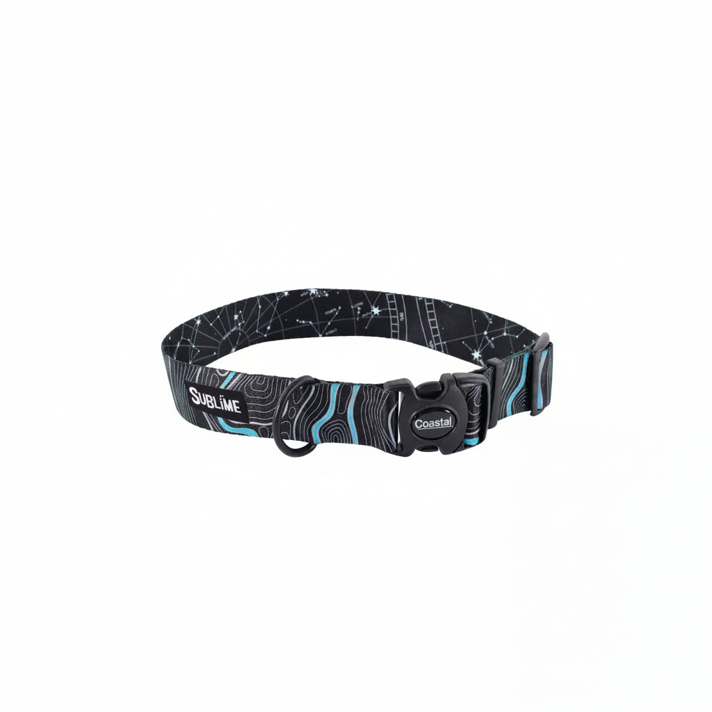 Coastal Sublime Adjustable Dog Collar Topography Sky