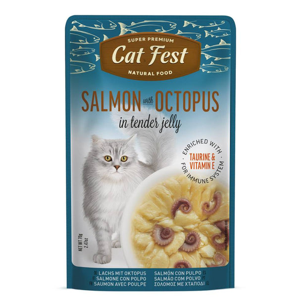 Cat Fest Salmon & Octopus Tender Jelly 70g - Premium Wet Cat Food.