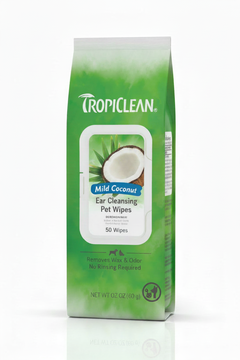 TropiClean Mild Coconut Dog & Cat Ear Cleaning Wipes