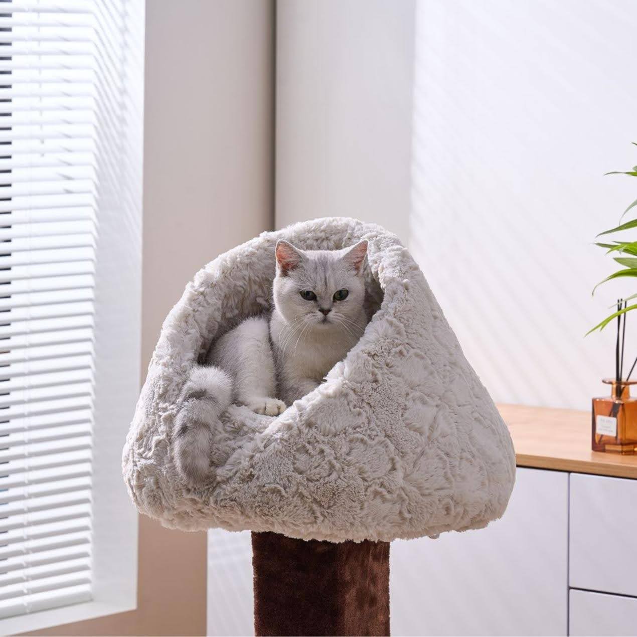 PetPals Anxiety Calming Cat Bed, Installed into Cat Tree, Multi-Purpose & Washable Kitten Bed – Rose Cradle