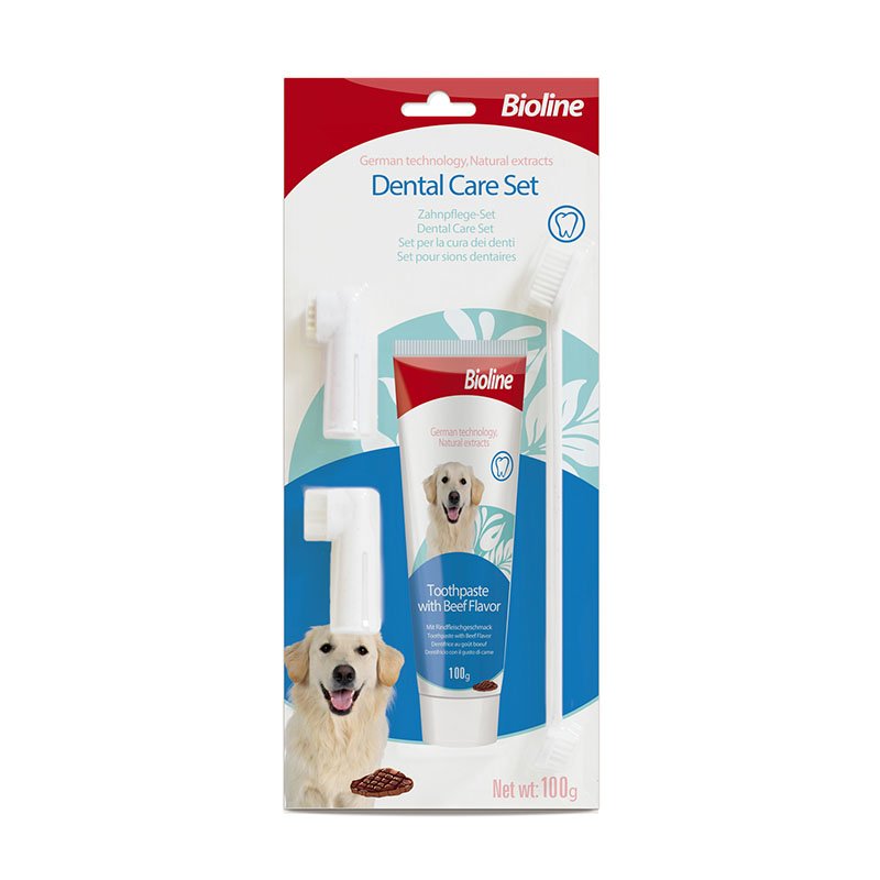 Bioline Dental Hygiene Set with Beef Flavor for Dogs